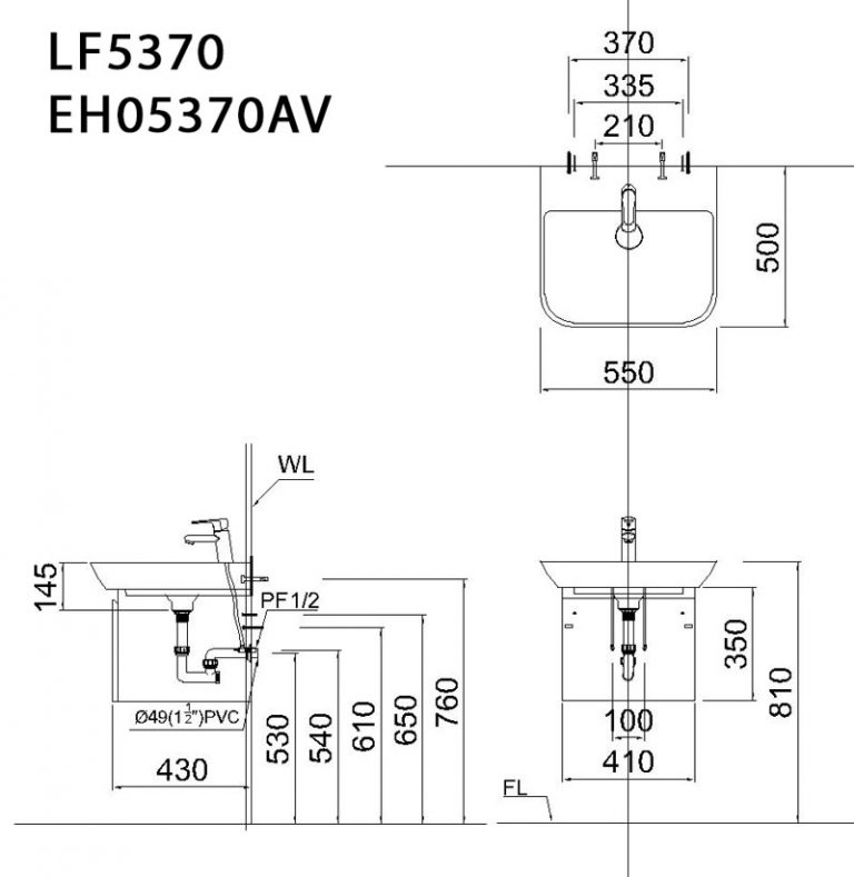 Bộ tủ chậu cabinet treo màu trắng Caesar LF5370+EH05370AV