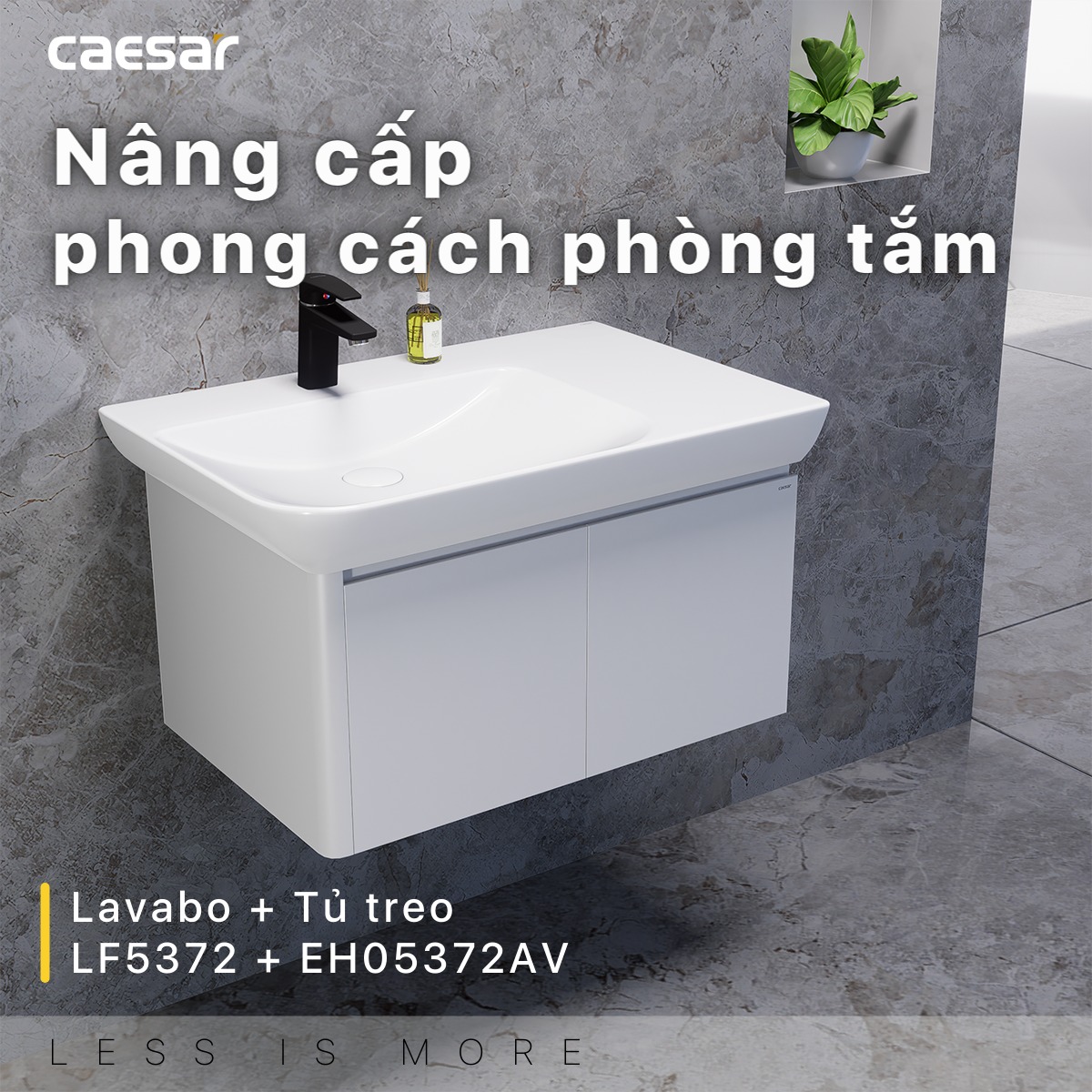 Bộ tủ chậu cabinet treo màu trắng Caesar LF5372+EH05372AV