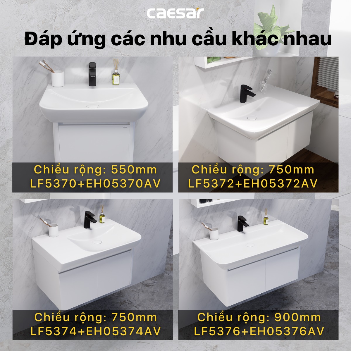 Bộ tủ chậu cabinet treo màu trắng Caesar LF5374+EH05374AV