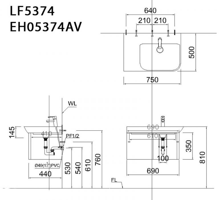 Bộ tủ chậu cabinet treo màu trắng Caesar LF5374+EH05374AV