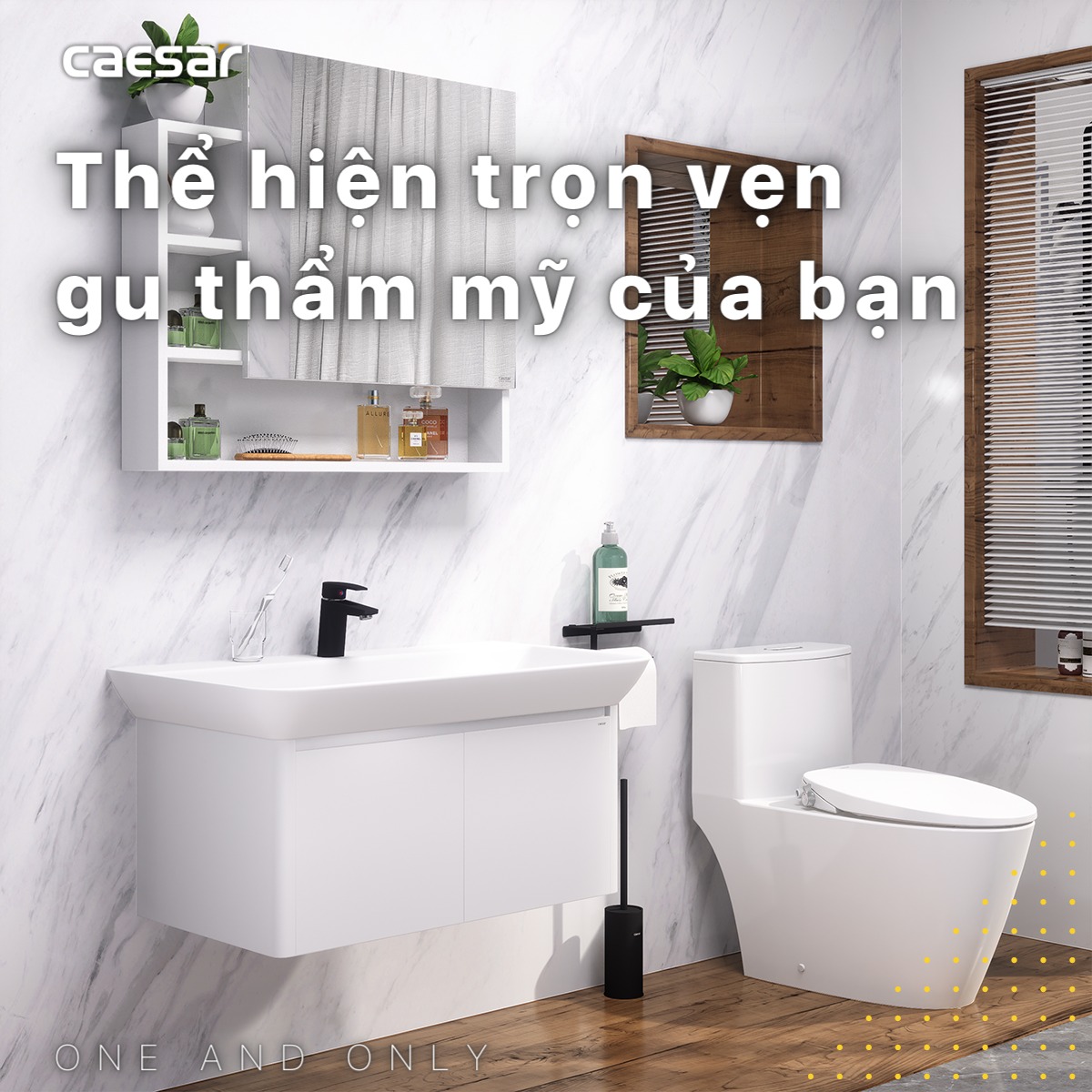 Bộ tủ chậu cabinet treo màu trắng Caesar LF5376+EH05376AV