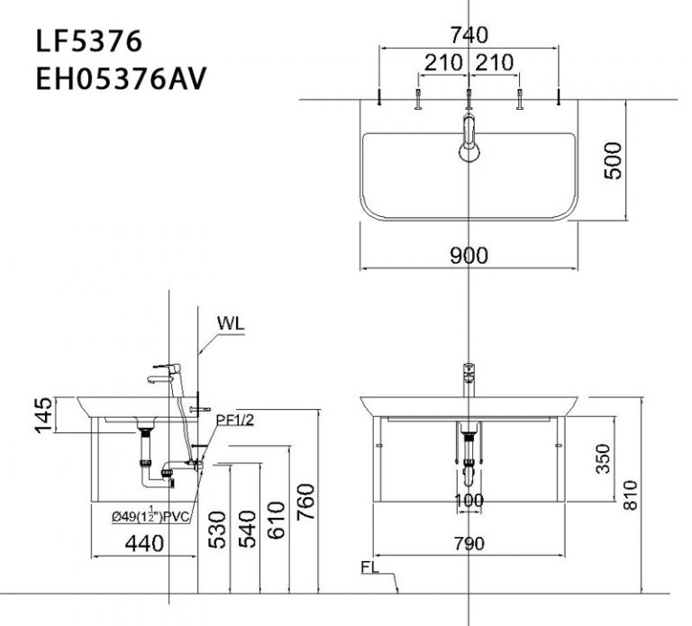 Bộ tủ chậu cabinet treo màu trắng Caesar LF5376+EH05376AV