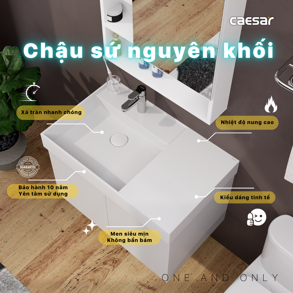 Tủ lavabo liền bàn Caesar LF5382+EH05382AV/ EH05382DWV