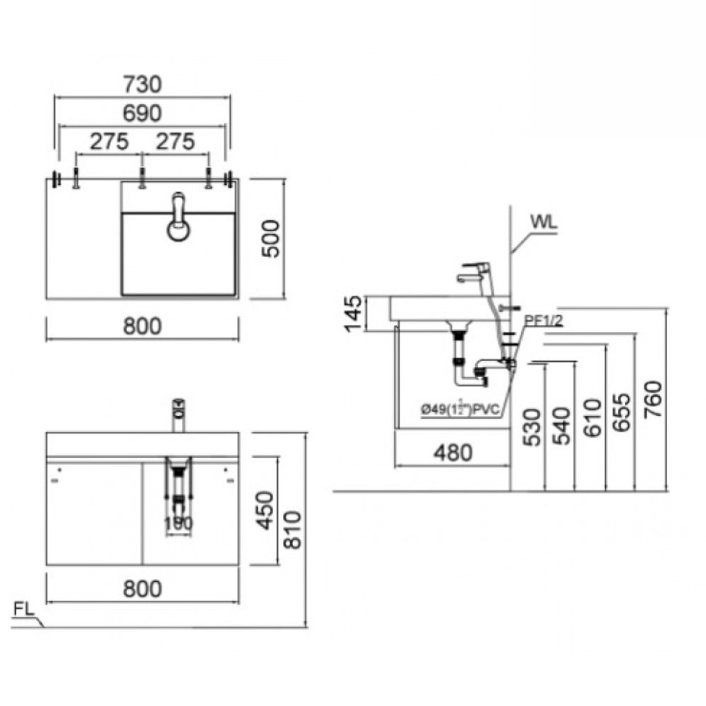 Tủ chậu cabinet Caesar LF5384+EH05384AV