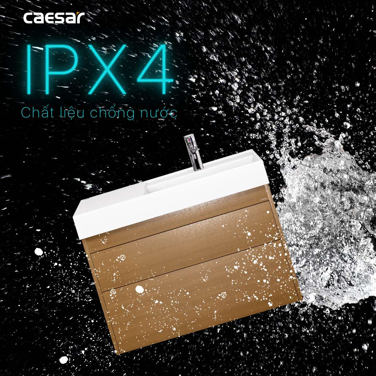 Bộ tủ chậu cabinet treo màu vân gỗ Caesar LF5384+EH05384DWV