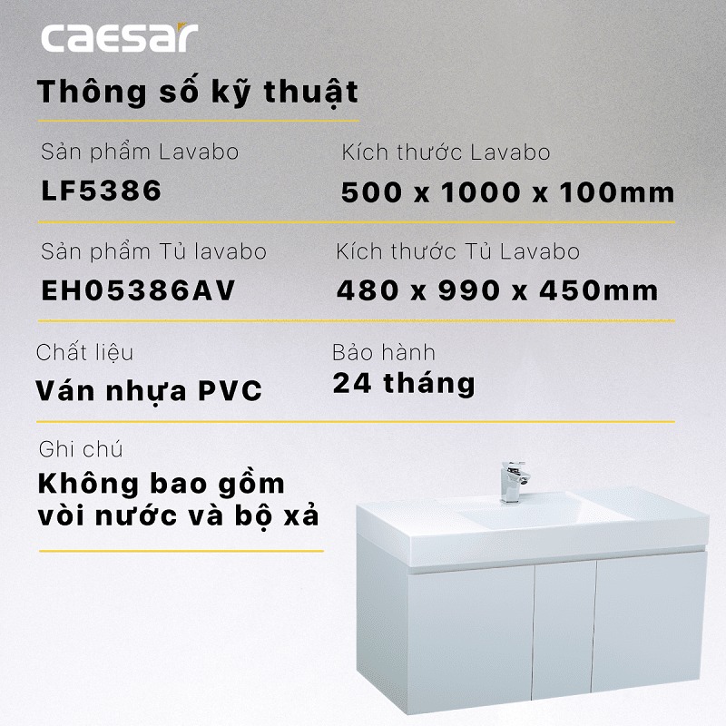 Tủ lavabo liền bàn Caesar LF5386+EH05386AV