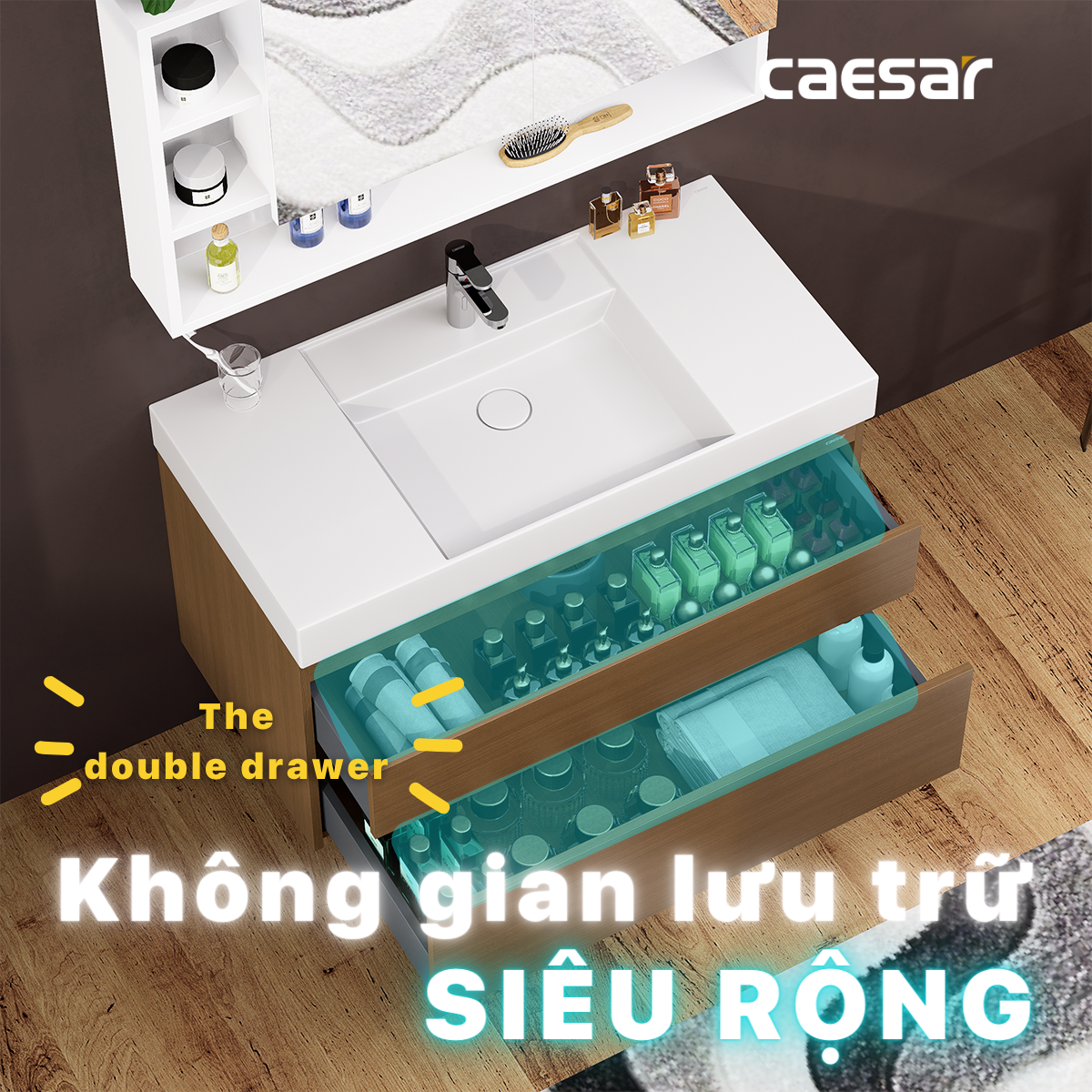 Bộ tủ chậu cabinet Caesar LF5386+EH05386DWV