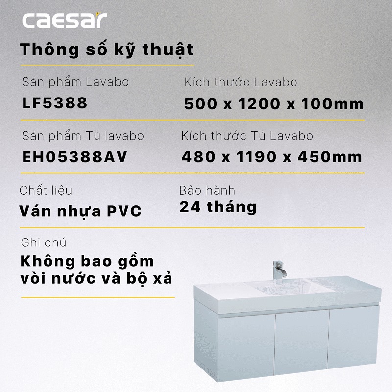 Tủ lavabo liền bàn Caesar LF5388+EH05388AV