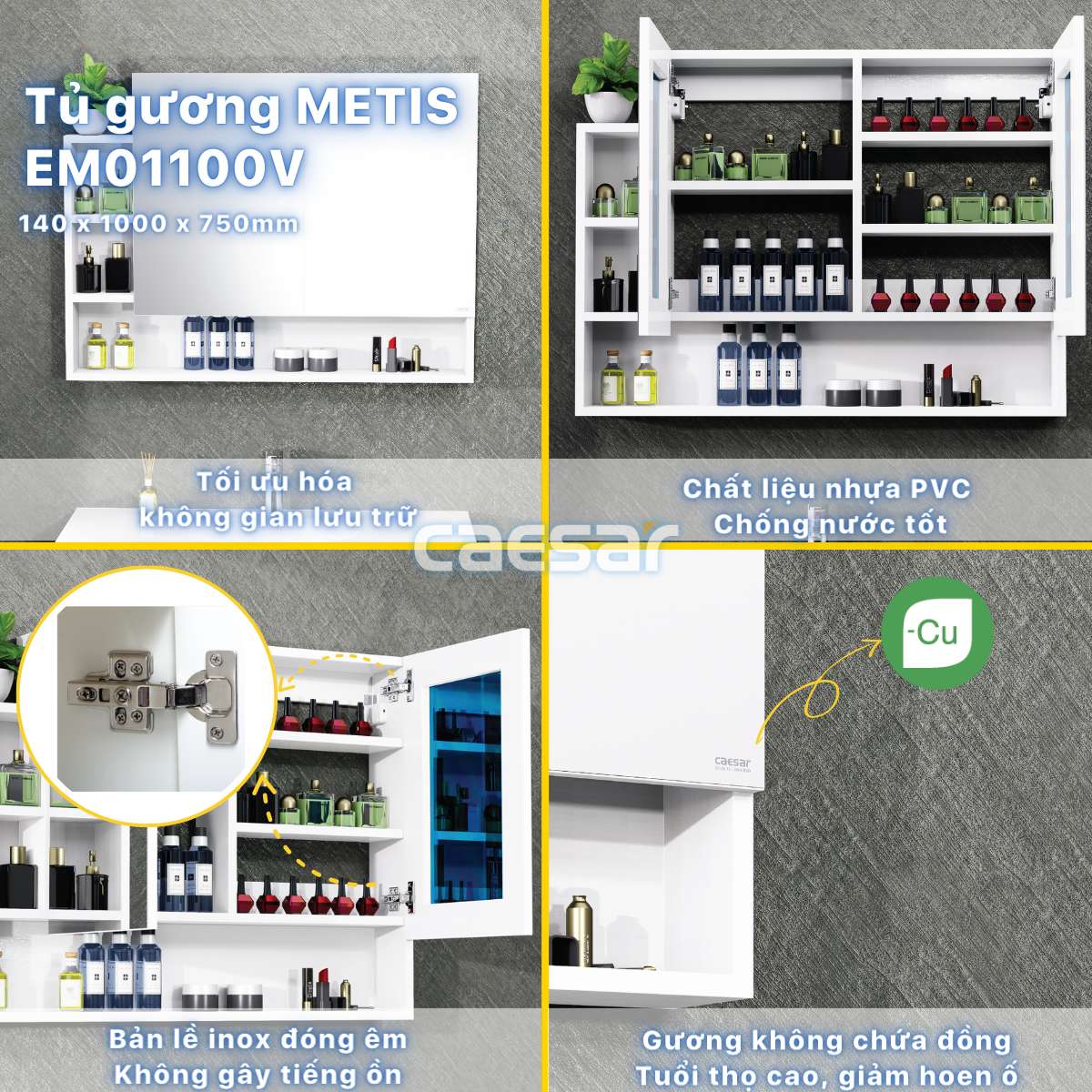 Tủ gương Caesar EM01100V