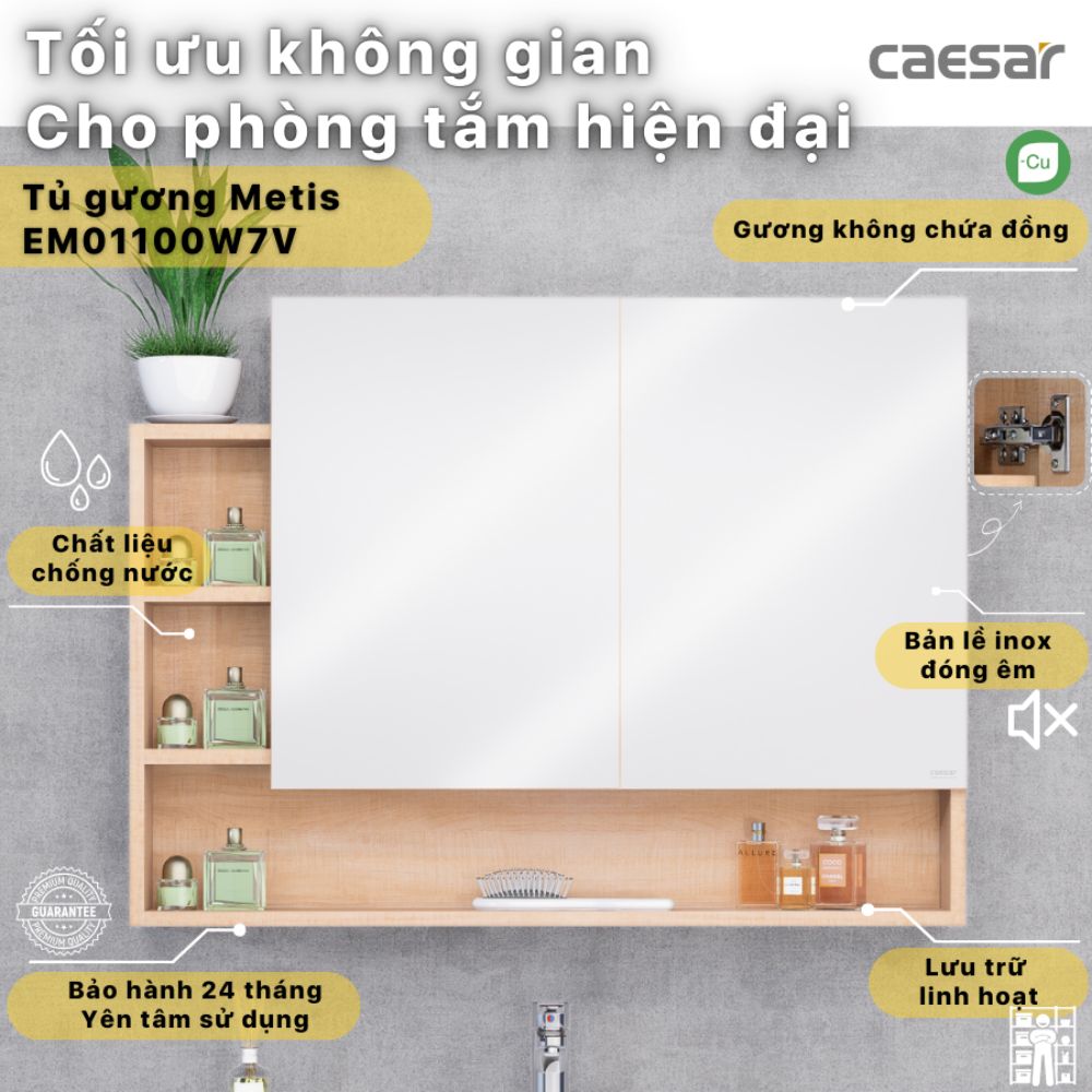 Tủ gương Caesar EM01100W7V