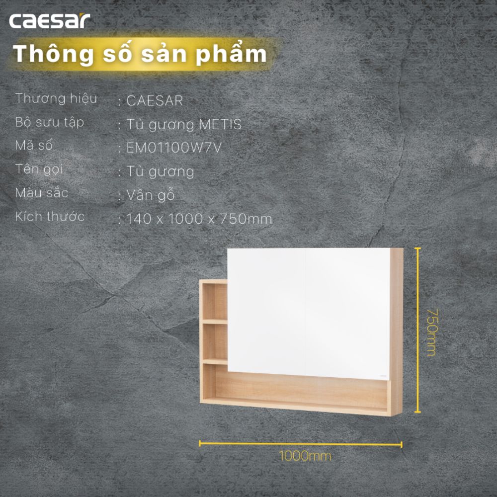 Tủ gương Caesar EM01100W7V