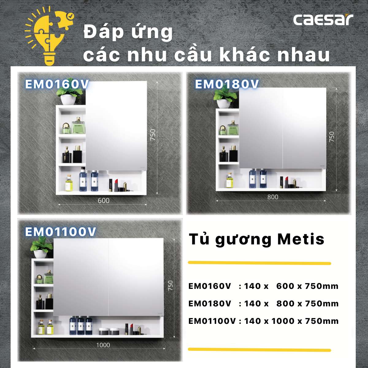 Tủ gương Caesar EM0160V