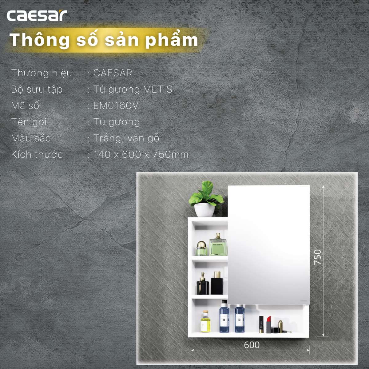Tủ gương Caesar EM0160V