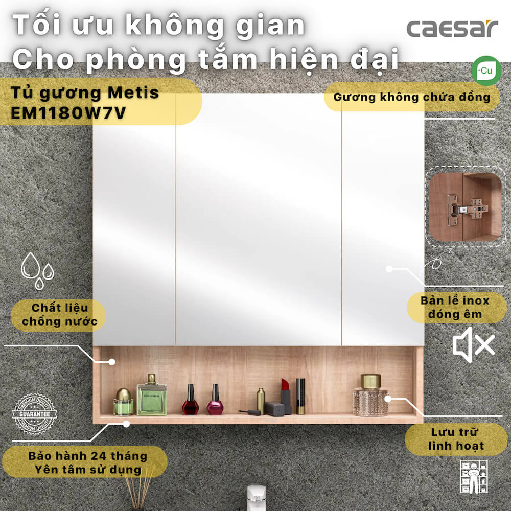 Tủ gương CAESAR EM1180W7V