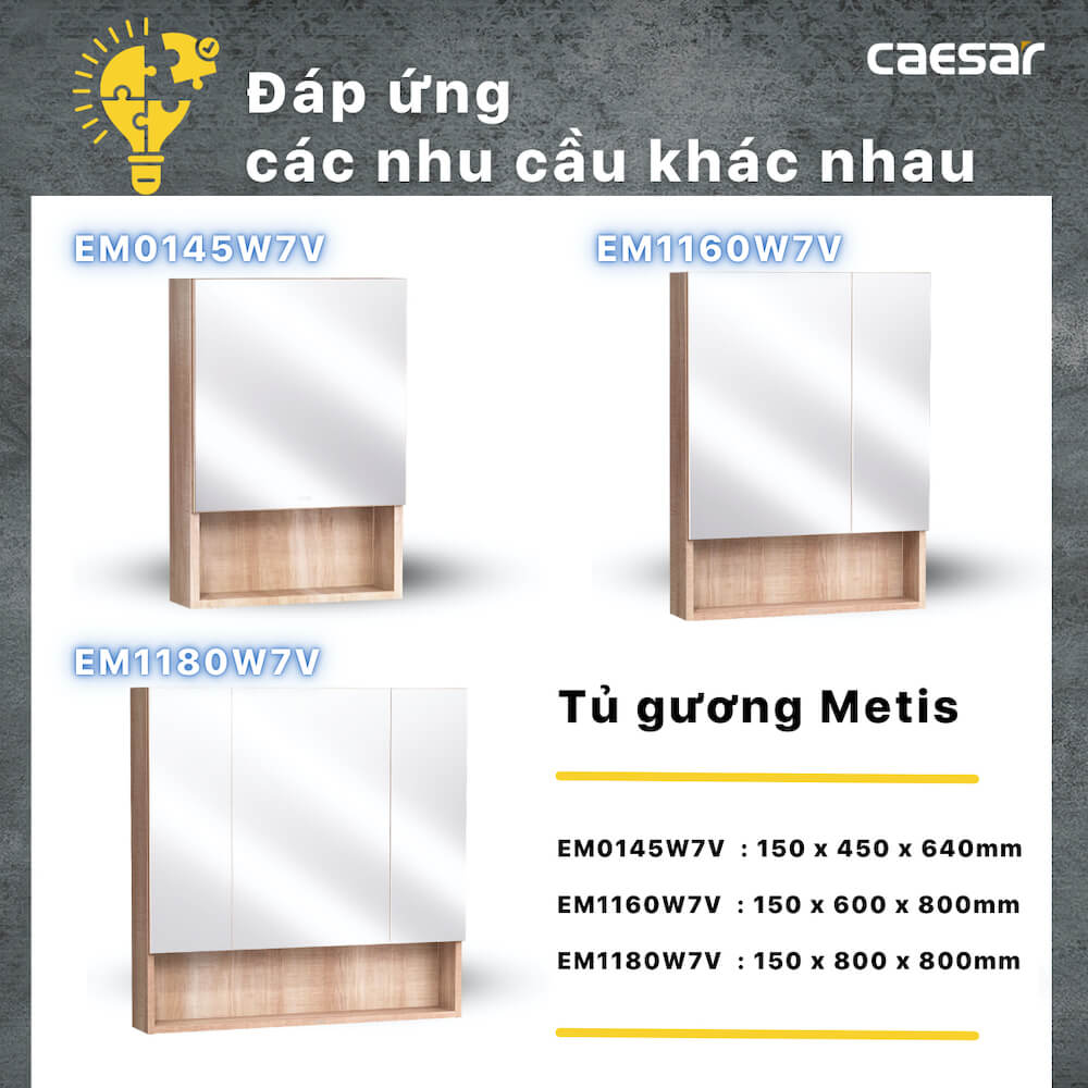 Tủ gương CAESAR EM1180W7V