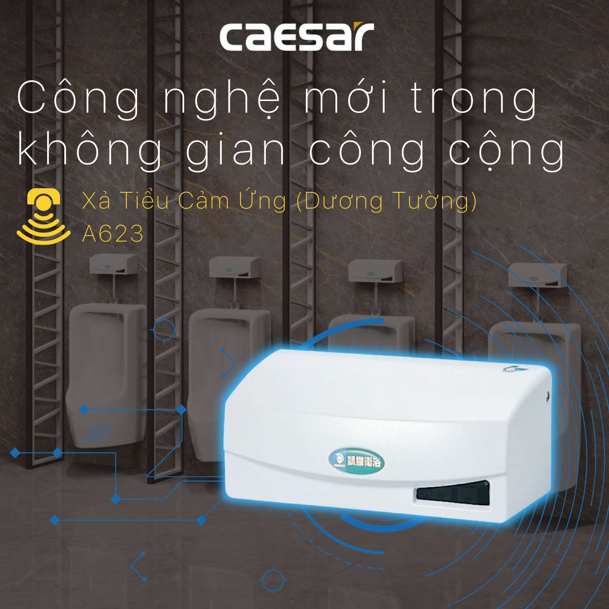 Van xả cảm ứng bồn tiểu nam Caesar A623