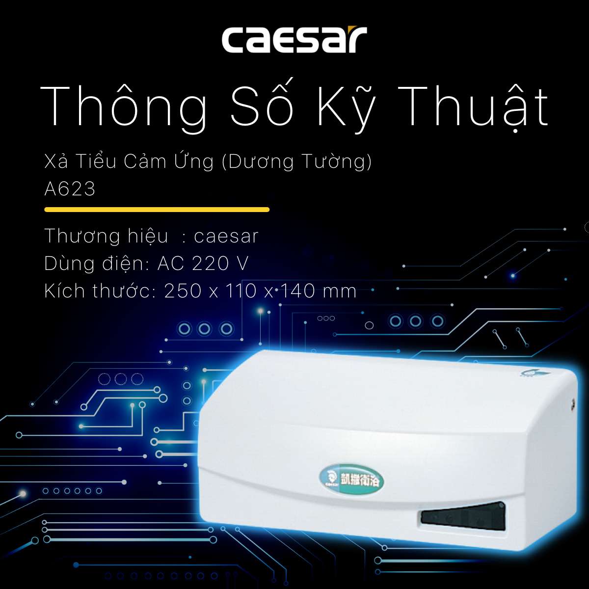 Van xả cảm ứng bồn tiểu nam Caesar A623