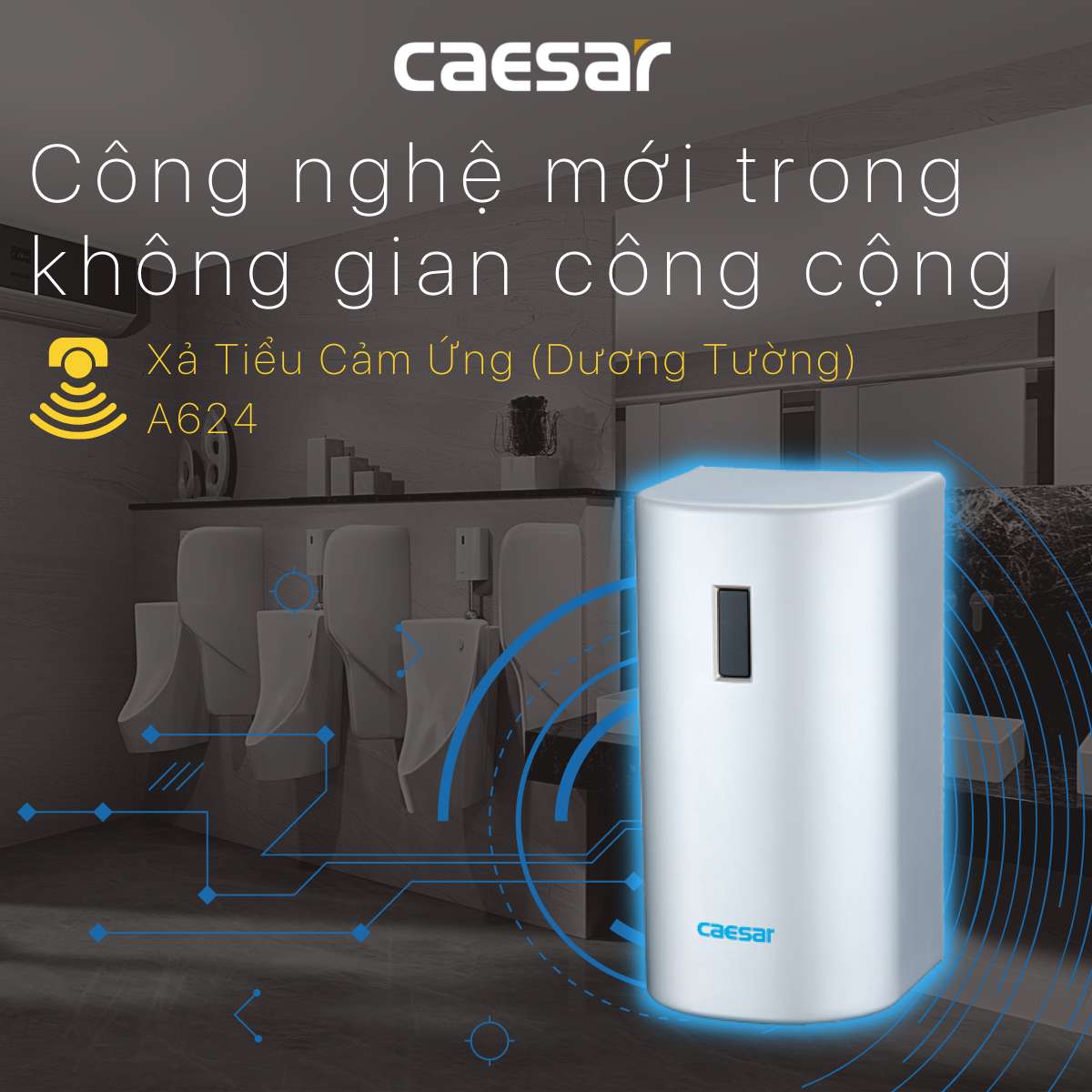 Van xả cảm ứng bồn tiểu nam Caesar A624