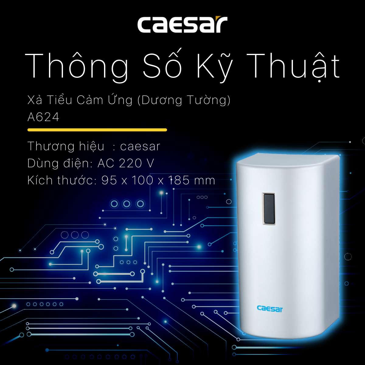 Van xả cảm ứng bồn tiểu nam Caesar A624