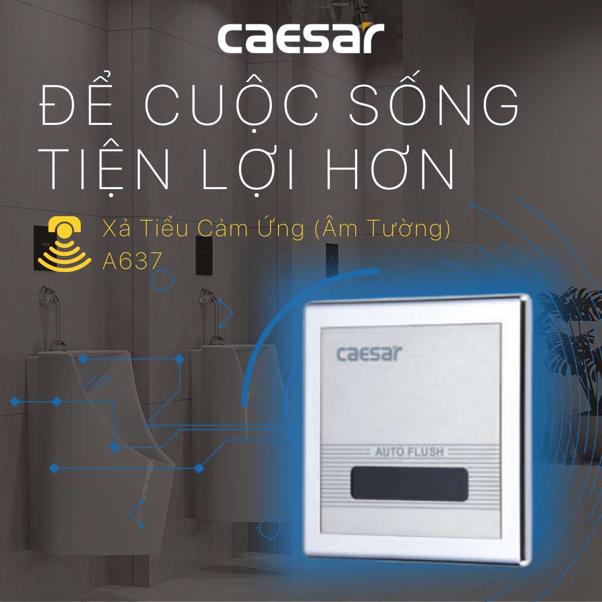 Van xả cảm ứng bồn tiểu nam Caesar A637