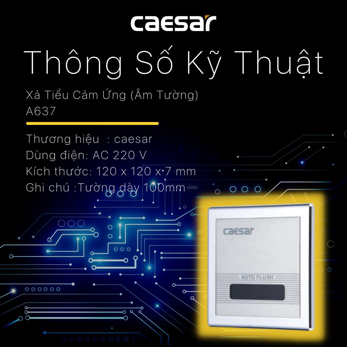 Van xả cảm ứng bồn tiểu nam Caesar A637