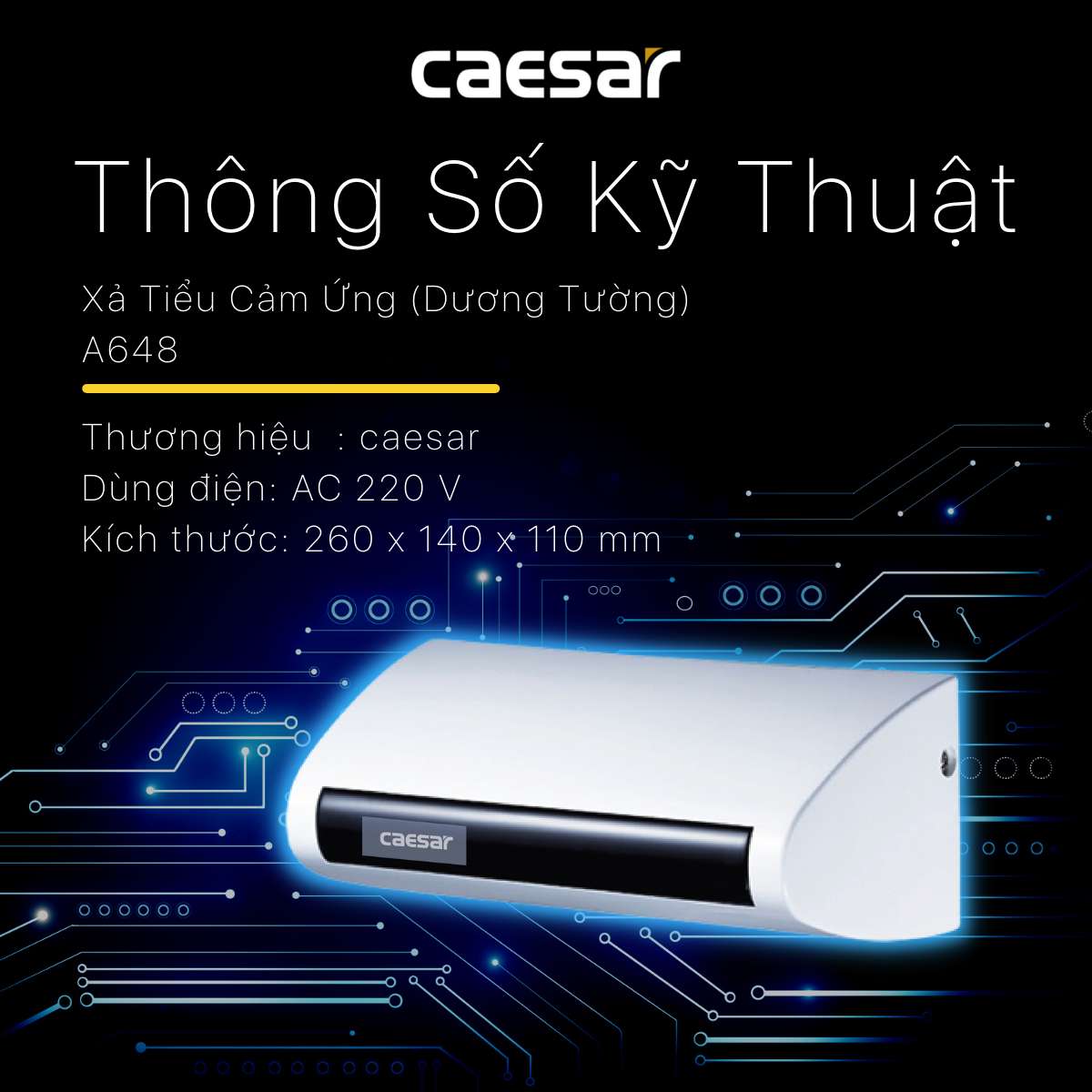 Van xả cảm ứng bồn tiểu nam Caesar A648
