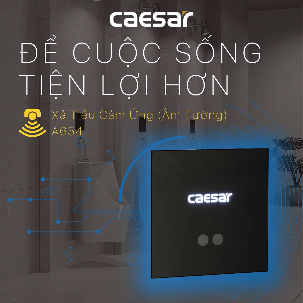 Van xả cảm ứng bồn tiểu nam Caesar A654