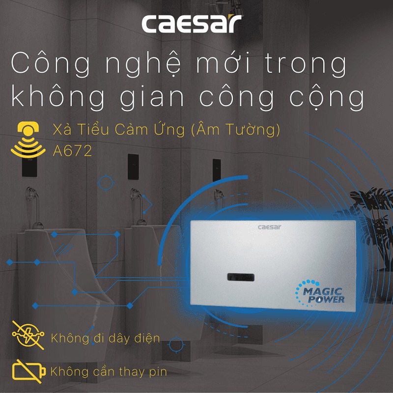 Van xả cảm ứng bồn tiểu nam Caesar A672