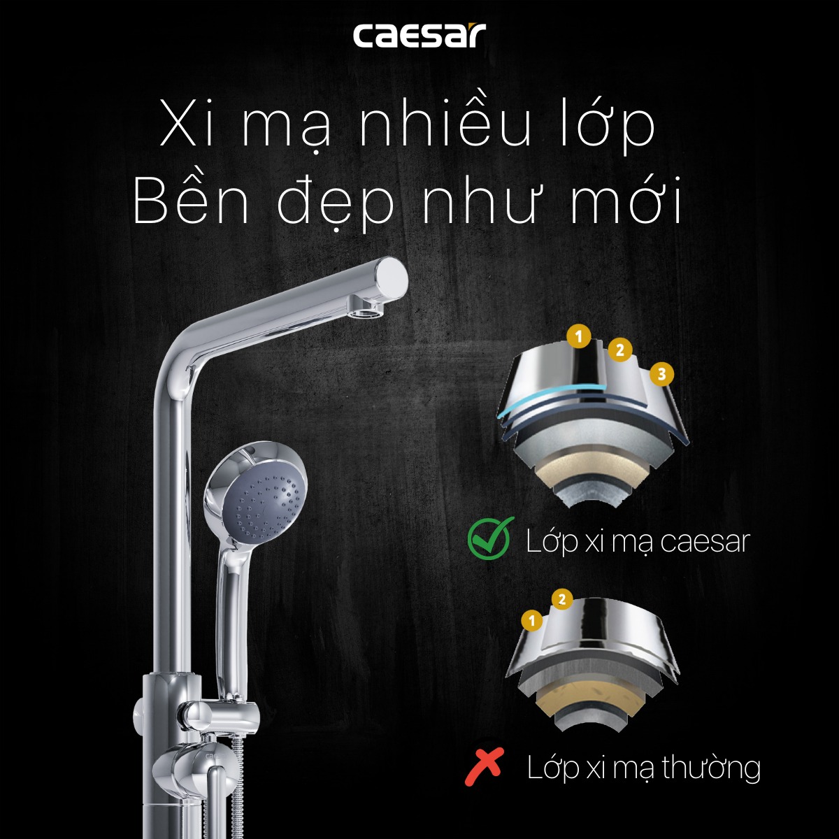Vòi sen bồn tắm nóng lạnh Caesar AS489C