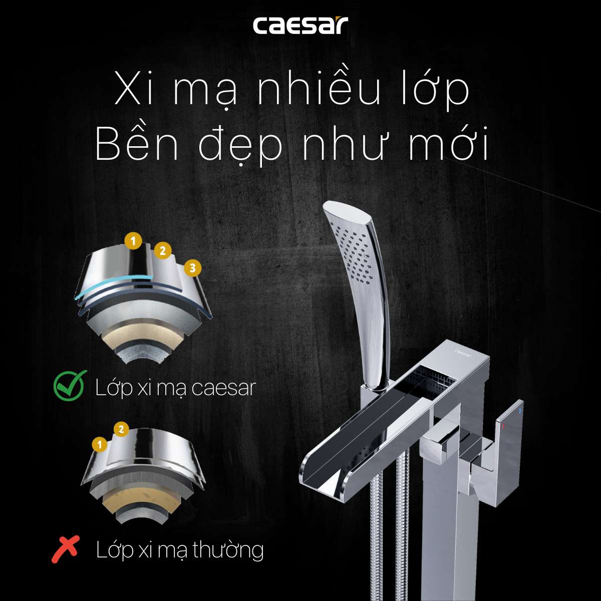 Vòi bồn tắm nóng lạnh Caesar AS689C