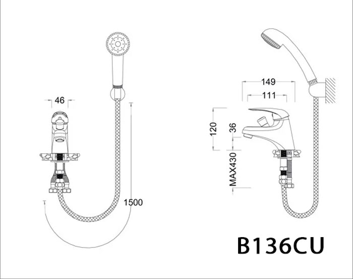 Vòi chậu lavabo nóng lạnh Caesar B136CU