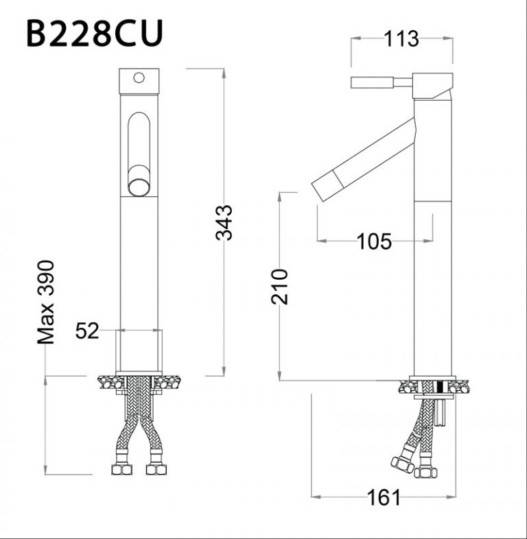 Bản vẽ kỹ thuật vòi chậu rửa mặt Caesar B 288C
