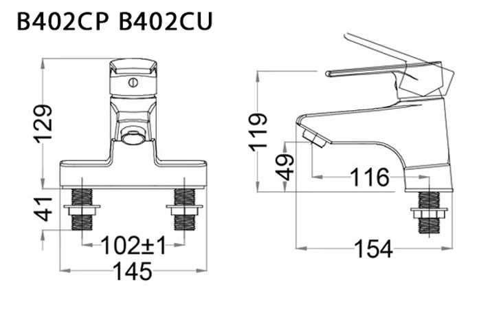 Vòi chậu lavabo nóng lạnh Caesar B402CU