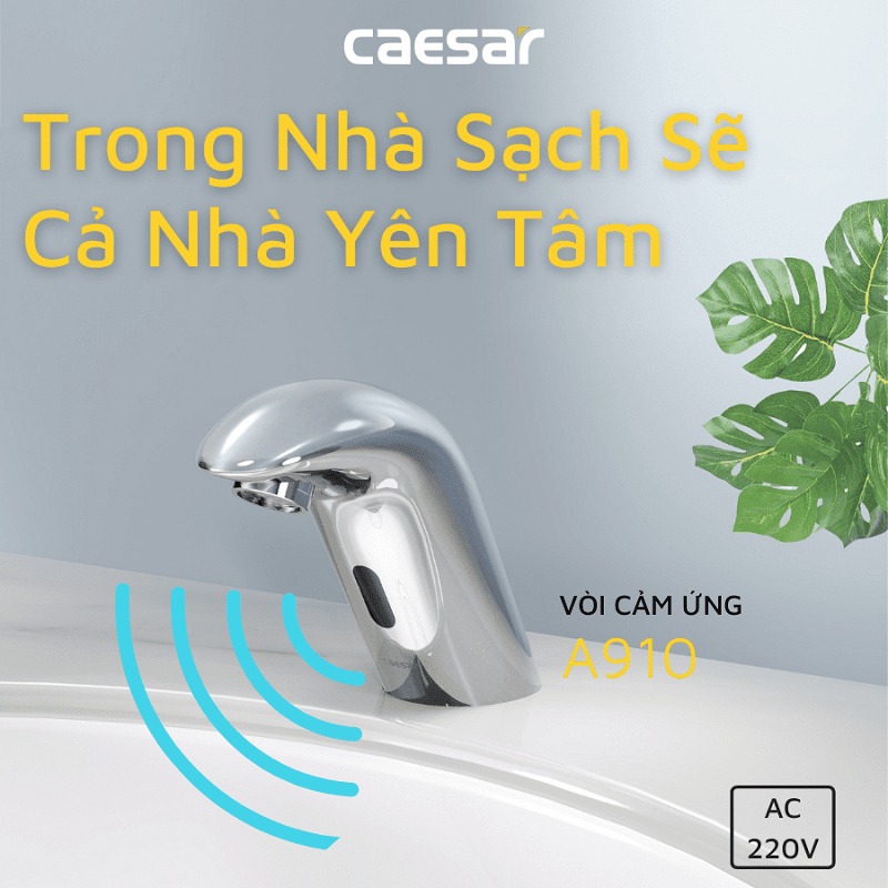 Vòi chậu lavabo cảm ứng nước lạnh Caesar A910