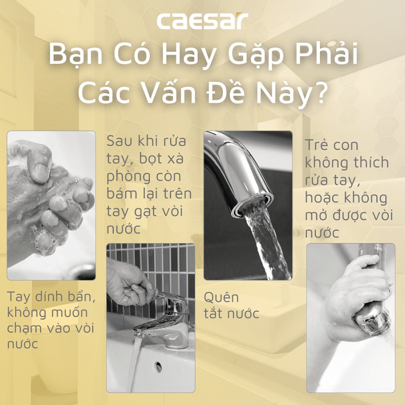 Vòi chậu lavabo cảm ứng nước lạnh Caesar A910