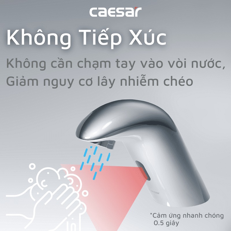 Vòi chậu lavabo cảm ứng nước lạnh Caesar A910