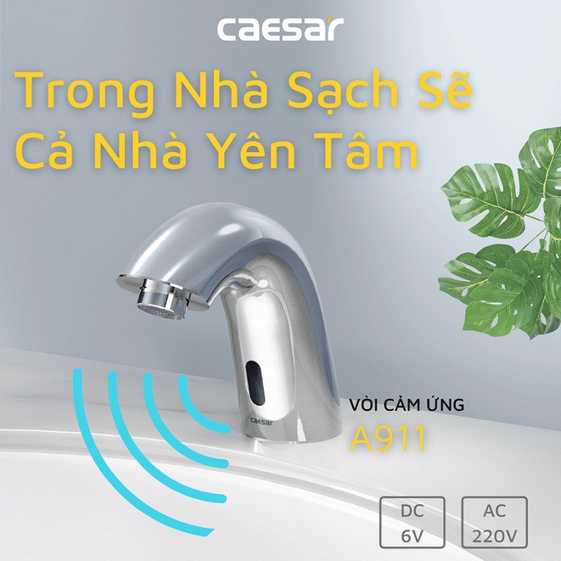 Vòi chậu lavabo cảm ứng nước lạnh Caesar A911