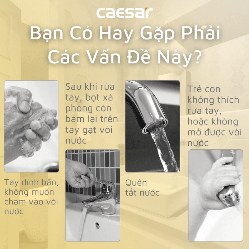 Vòi chậu lavabo cảm ứng nước lạnh Caesar A911