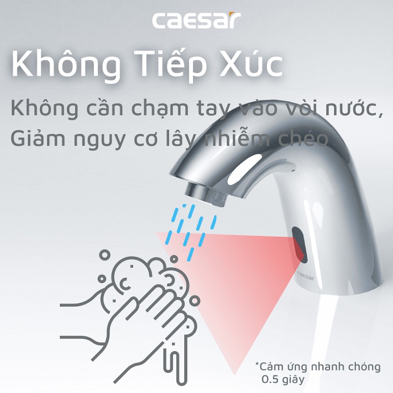 Vòi chậu lavabo cảm ứng nước lạnh Caesar A911