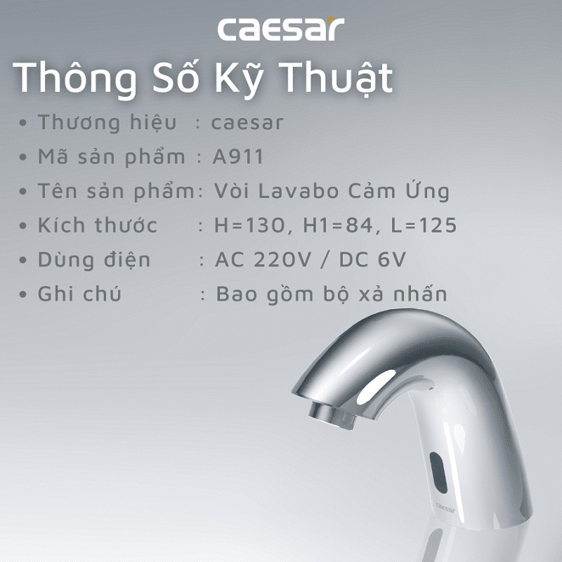 Vòi chậu lavabo cảm ứng nước lạnh Caesar A911