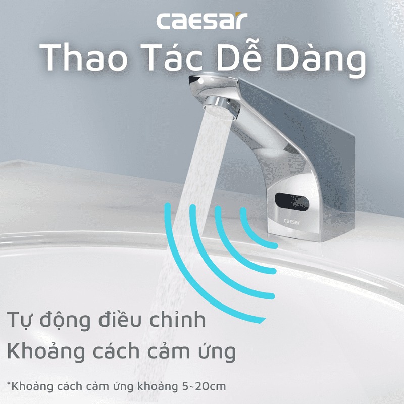 Vòi chậu lavabo cảm ứng nước lạnh Caesar A912