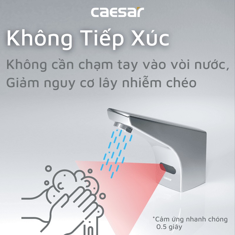 Vòi chậu lavabo cảm ứng nước lạnh Caesar A912