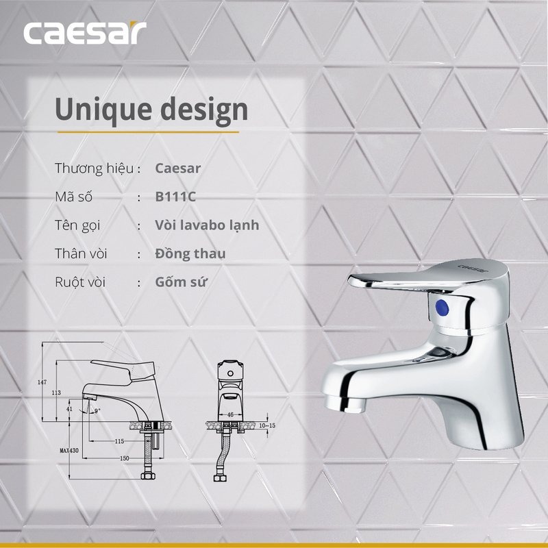 Vòi chậu lavabo lạnh Caesar B111C