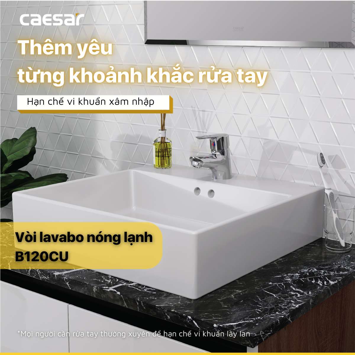 Vòi chậu lavabo nóng lạnh Caesar B120CU