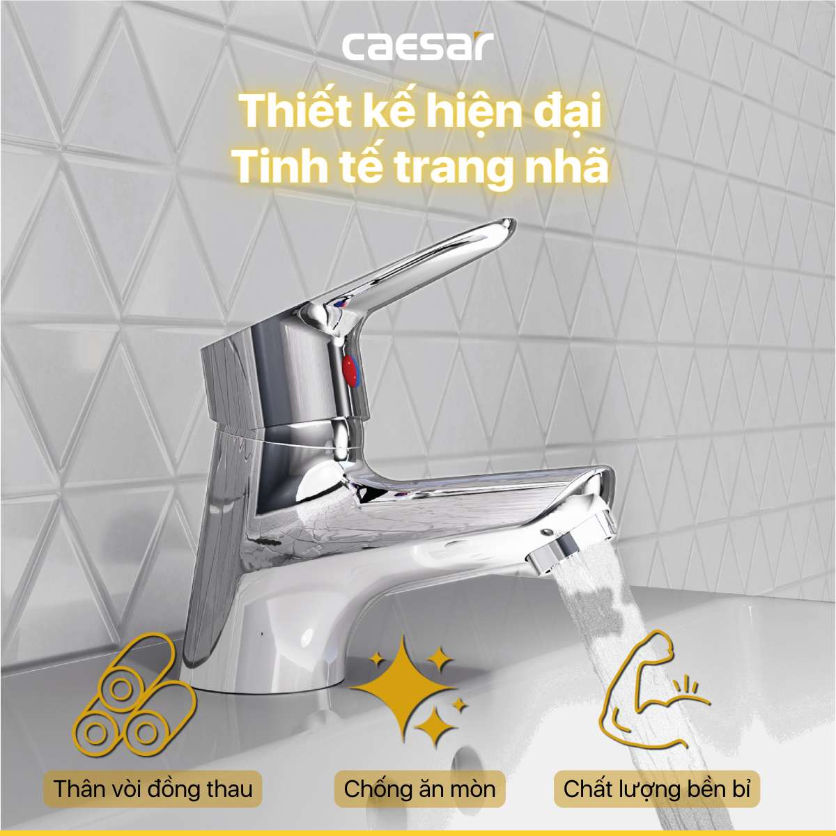 Vòi chậu lavabo nóng lạnh Caesar B120CU