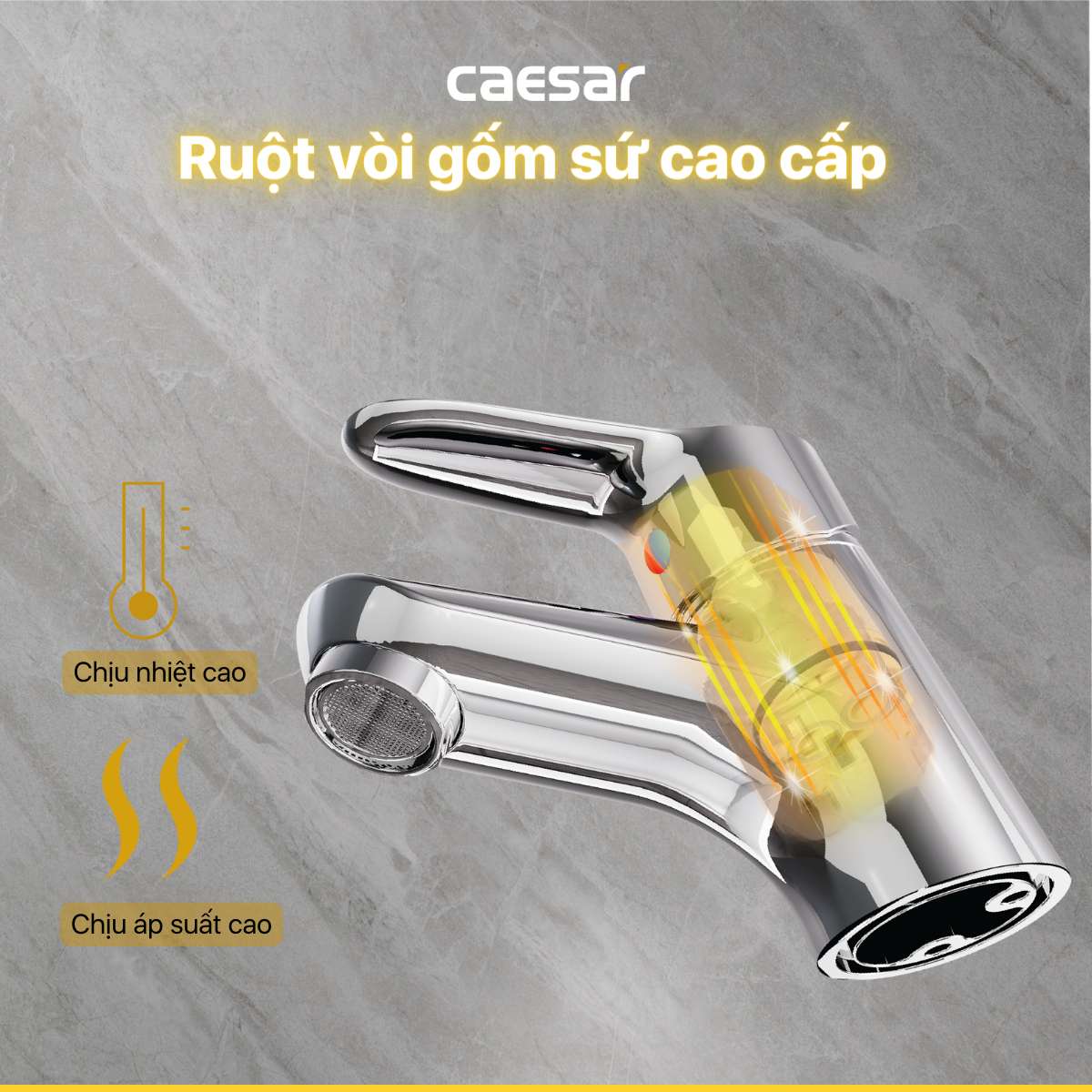 Vòi chậu lavabo nóng lạnh Caesar B120CU