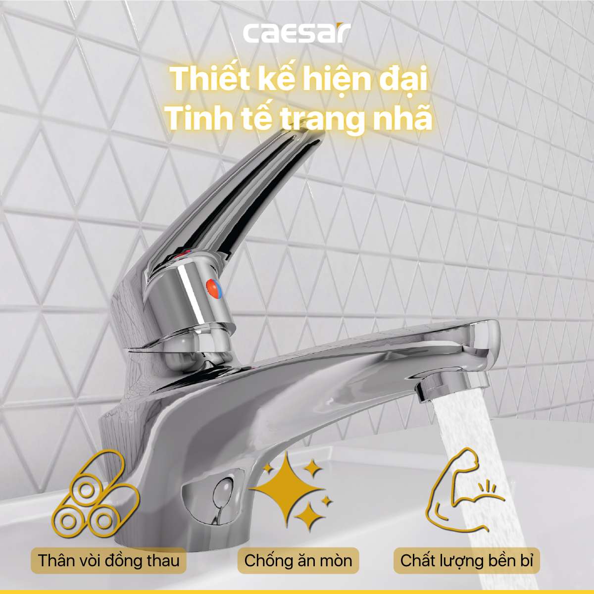 Vòi chậu lavabo nóng lạnh Caesar B170CU