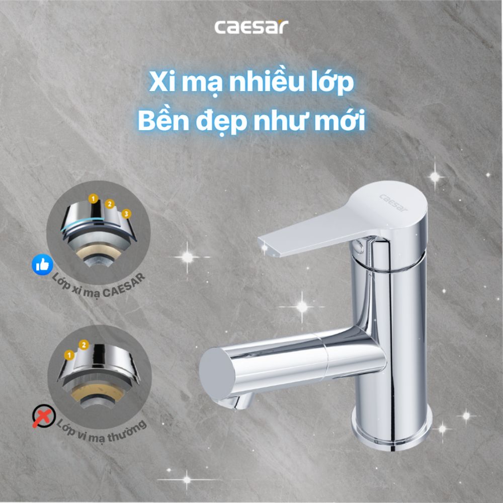 Vòi chậu lavabo lạnh dây rút Caesar B190C