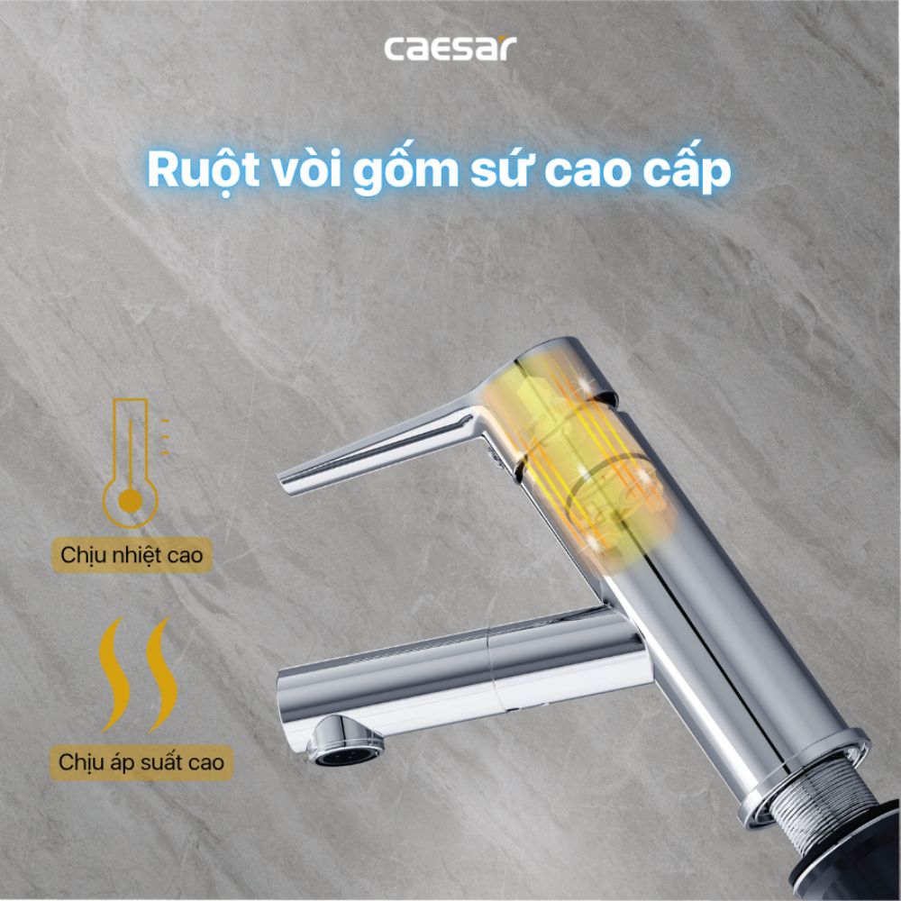 Vòi chậu lavabo lạnh dây rút Caesar B190C
