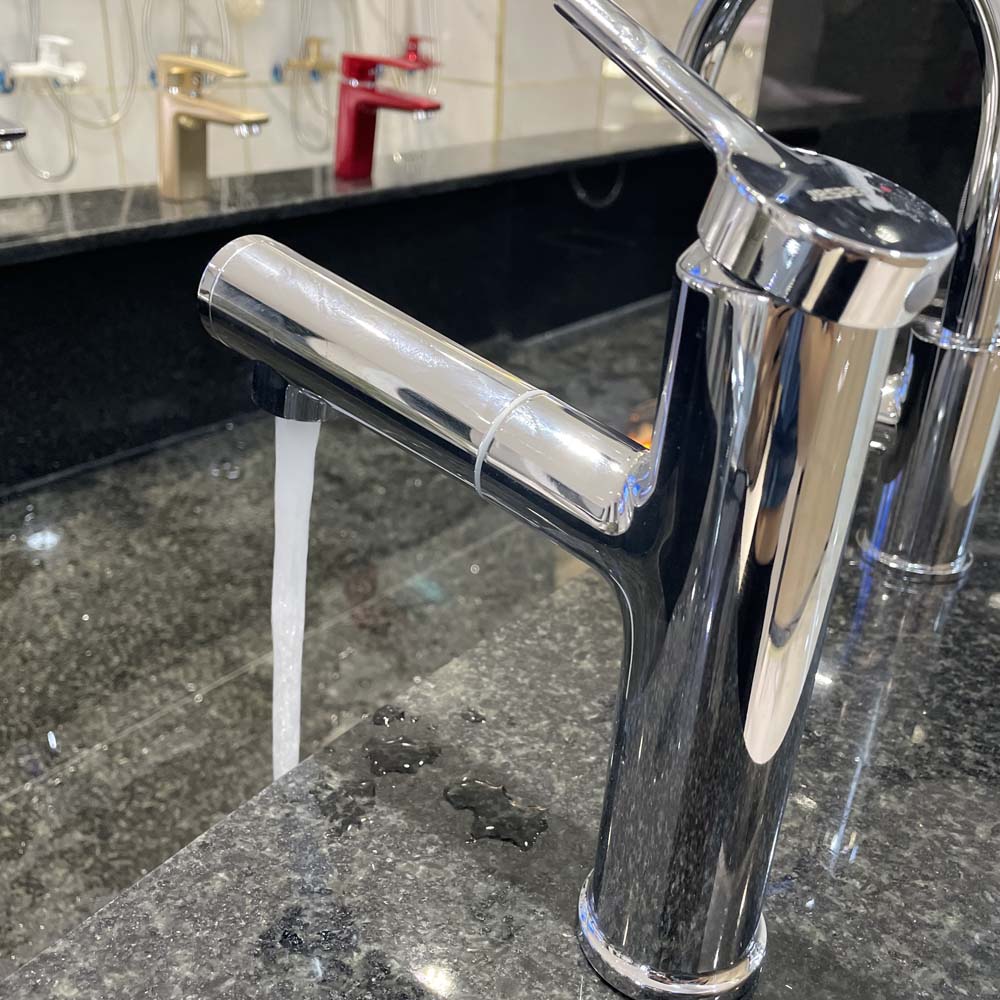 Vòi chậu lavabo nóng lạnh dây rút Caesar B196C